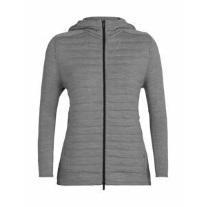 dámská merino mikina s kapucí, zip ICEBREAKER Wmns ZoneKnit LS Zip Hoodie, Metro Heather/Black (vzorek) velikost: S