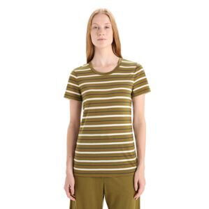 ICEBREAKER Wmns Wave SS Tee Stripe, Algae/Chalk velikost: M