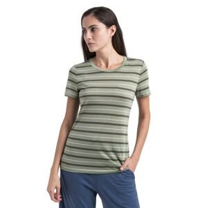 Dámské merino triko krátký rukáv ICEBREAKER Wmns Wave SS Tee Stripe, Lichen/Loden/Snow velikost: XS