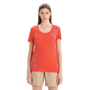 Dámské merino triko krátký rukáv ICEBREAKER Wmns Tech Lite II SS Scoop Tee Swarming Shapes, Vibrant Earth velikost: M