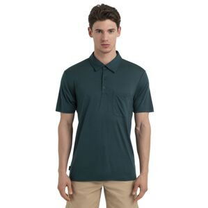 Pánské merino polo triko ICEBREAKER Mens Drayden SS Polo, Fathom Green velikost: M