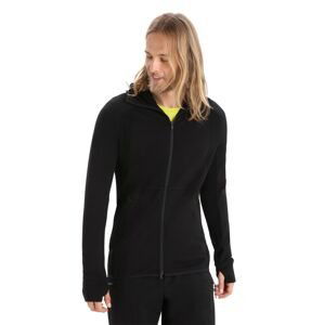 Pánská mikina s kapucí, zip ICEBREAKER Mens ZoneKnit™  LS Zip Hoodie, Black velikost: L