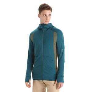 ICEBREAKER Mens Merino Quantum ZoneKnit LS Zip Hoodie, Green Glory/Loden velikost: L