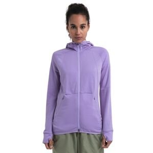 Dámská merino mikina s kapucí, zip ICEBREAKER Wmns Merino Quantum ZoneKnit™ LS Zip Hoodie, Purple Gaze velikost: XL