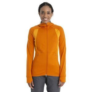 Dámská merino mikina s kapucí, zip ICEBREAKER Wmns Merino Quantum ZoneKnit LS Zip Hoodie, Earth/Solar velikost: M