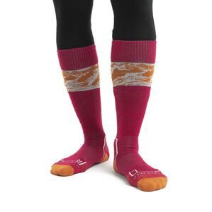 Dámské merino ponožky ICEBREAKER Wmns Ski+ Light OTC Alps 3D, Electron Pink/Earth/Snow velikost: 35-37 (S)