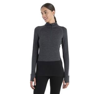 Dámské merino triko dlouhý rukáv, 1/2 zip ICEBREAKER Wmns Merino ZoneKnit 200 LS Half Zip, Jet Heather/Black/Metro H velikost: XL