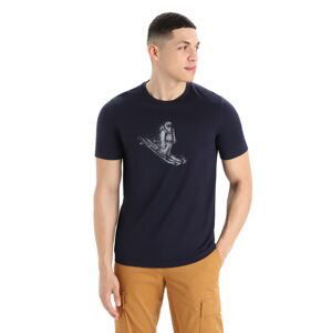 Pánské triko krátký rukáv ICEBREAKER Mens Tech Lite II SS Tee Skiing Yeti, Midnight Navy velikost: XL