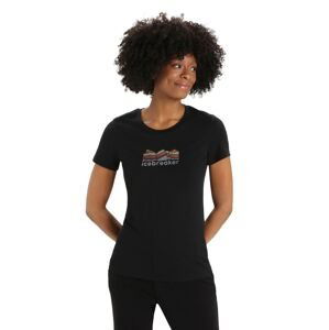 Dámské triko krátký rukáv ICEBREAKER Wmns Tech Lite II SS Tee Mountain Geology, Black velikost: XS