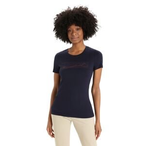 Dámské triko krátký rukáv ICEBREAKER Wmns Tech Lite II SS Tee Ski Stripes, Midnight Navy velikost: S