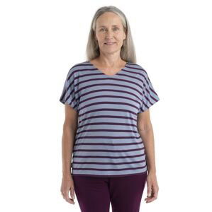 Dámské merino triko krátký rukáv ICEBREAKER Wmns Drayden Reversible SS Top Stripe, Kyanite/Nightshade velikost: M