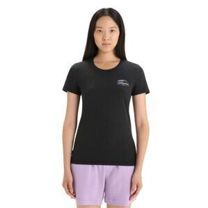 Dámské merino triko krátký rukáv ICEBREAKER Wmns Central Classic SS Tee Caravan Life, Black velikost: S