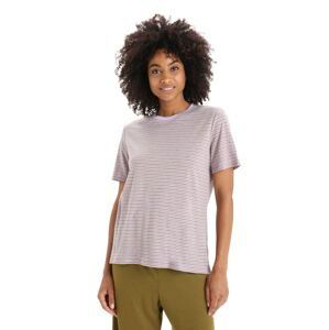 Dámské merino triko krátký rukáv ICEBREAKER Wmns Merino Linen SS Tee Stripe, Purple Haze/Algae velikost: M