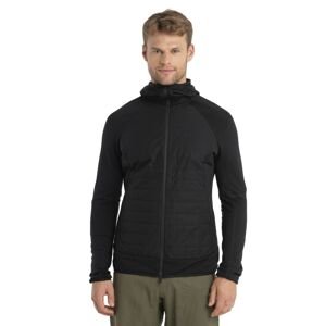 Pánská merino mikina ICEBREAKER Mens Merino Quantum Hybrid LS Zip Hoodie, Black velikost: XL