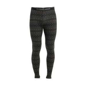 Pánské merino spodky ICEBREAKER Mens Merino 200 Oasis Leggings First Snow, Black/Loden/Aop velikost: M