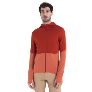 Pánská merino mikina s kapucí, zip ICEBREAKER Mens Merino 200 Realfleece™ Descender LS Zip Hoodie, Molten/Ember/Cb velikost: S