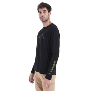 Pánské merino triko dlouhý rukáv ICEBREAKER Mens Merino 150 Tech Lite III LS Tee Peak Glow, Black velikost: M