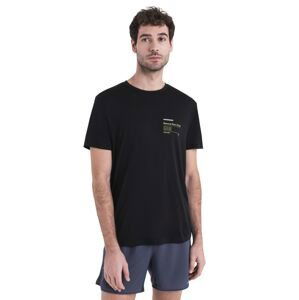 Pánské merino triko krátký rukáv ICEBREAKER Mens Merino 150 Tech Lite III SS Tee Natural Run Club 2.0, Black velikost: XL