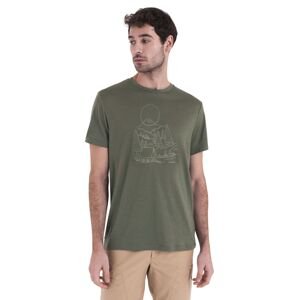 Pánské merino triko krátký rukáv ICEBREAKER Mens Merino 150 Tech Lite III SS Tee Sunset Camp, Loden velikost: XXL