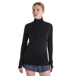 Dámské merino triko dlouhý rukáv, 1/2 zip ICEBREAKER Wmns Merino 125 ZoneKnit™ LS Half Zip, Black/Graphite/Cb velikost: M