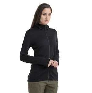 Dámská merino mikina s kapucí, zip ICEBREAKER Wmns Merino 260 Quantum IV LS Zip Hoodie, Black velikost: S