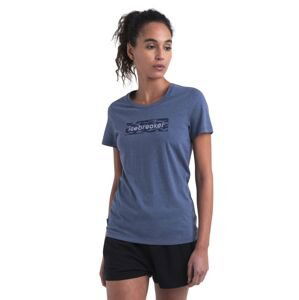 Dámské merino triko krátký rukáv ICEBREAKER Wmns Merino Central Classic SS Tee Glacial Flow Logo, Dawn velikost: S