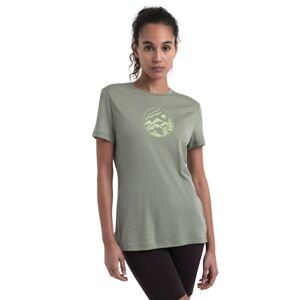 Dámské merino triko krátký rukáv ICEBREAKER Wmns Merino 150 Tech Lite III SS Tee Camping Circle, Lichen velikost: XS