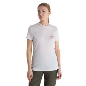 Dámské merino triko krátký rukáv ICEBREAKER Wmns Merino 150 Tech Lite III SS Tee Natural Run Club 2.0, Ecru Heather velikost: L