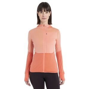 Dámská merino mikina s kapucí, zip ICEBREAKER Wmns Merino 200 Realfleece™ Descender LS Zip Hoodie, Glow/Tang/Cb velikost: L