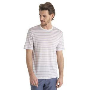 Pánské merino triko krátký rukáv ICEBREAKER Mens Merino Drayden SS Tee Stripe, Ecru Heather/Purple Gaze velikost: M