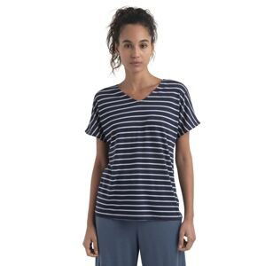 Dámské merino triko krátký rukáv ICEBREAKER Wmns Merino Drayden Reversible SS Top Stripe, Midnight Navy/Snow velikost: S