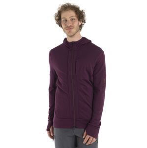 Pánská merino mikina s kapucí, zip ICEBREAKER Mens Quantum III LS Zip Hood, Nightshade velikost: S