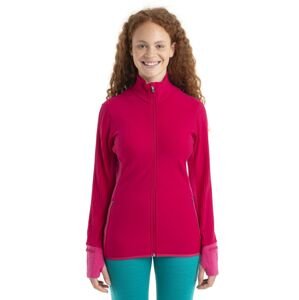 Dámská merino mikina, zip ICEBREAKER Wmns Descender LS Zip, Electron Pink/Tempo velikost: L