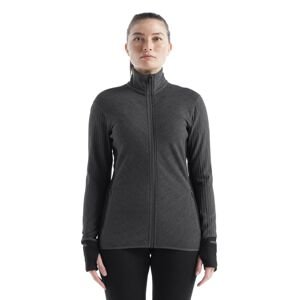 Dámská merino mikina, zip ICEBREAKER Wmns Descender LS Zip, Jet Heather/Black velikost: XS