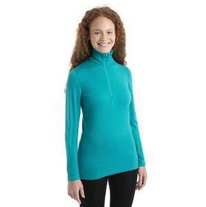 Dámské merino triko dlouhý rukáv, 1/2 zip ICEBREAKER Wmns 200 Oasis LS Half Zip, Flux Green velikost: XL