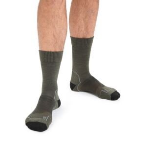 Pánské merino ponožky ICEBREAKER Mens Hike+ Light Crew, Loden/Blk/Gritstone Heather velikost: 47-49 (XL)