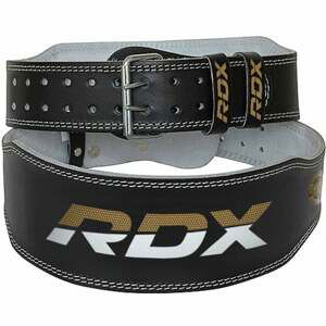 Fitness belt 6“ Leather Black/Gold L - RDX Sports