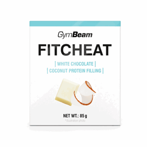 Proteinová čokoláda Fitcheat 80 g bílá čokoláda s jahodou - GymBeam