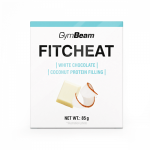 Proteinová čokoláda Fitcheat 10 x 80 g bílá čokoláda s jahodou - GymBeam
