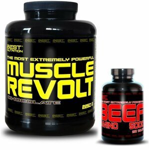 Muscle Revolt + BEEF Amino Zdarma - Best Nutrition 2250 g + 250 tbl. Vanilka