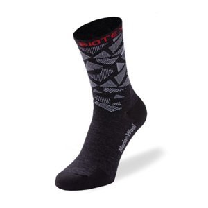 BIOTEX Cyklistické ponožky klasické - MERINO - bílá/černá 43-45