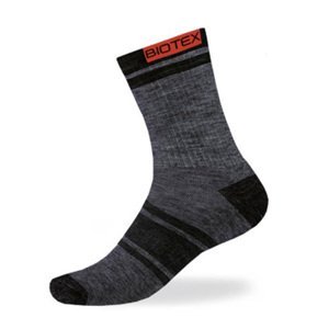 BIOTEX Cyklistické ponožky klasické - CALORE MERINO - šedá/černá 40-42