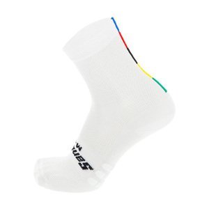 SANTINI Cyklistické ponožky klasické - UCI RAINBOW - bílá 40-43