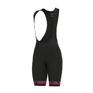 ALÉ Cyklistické kalhoty krátké s laclem - STRADA LADY - růžová/černá XL
