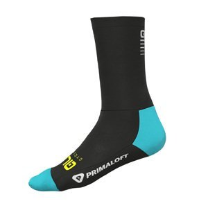 ALÉ Cyklistické ponožky klasické - THERMO PRIMALOFT H18 - černá/tyrkysová 40-43