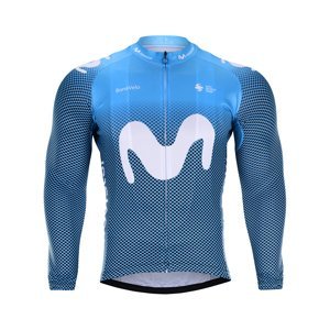 BONAVELO Cyklistický dres s dlouhým rukávem zimní - MOVISTAR 2020 WINTER - bílá/modrá 2XL