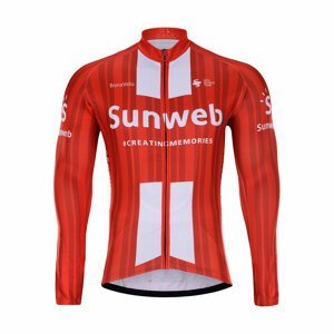 BONAVELO Cyklistický dres s dlouhým rukávem zimní - SUNWEB 2020 WINTER - červená/bílá S
