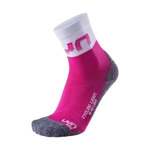 UYN Cyklistické ponožky klasické - LIGHT LADY - šedá/bílá/růžová 41-42