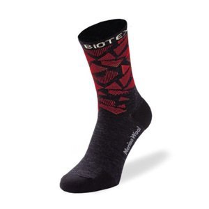 BIOTEX Cyklistické ponožky klasické - MERINO - černá/červená 46-48