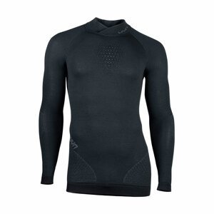 UYN Cyklistické triko s dlouhým rukávem - FUSYON MERINO - černá/šedá L-XL